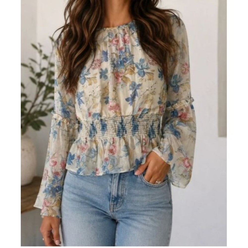 NWT Tuckernuck Lily Of The Valley Jennie Blouse Snowberry Floral Size Small